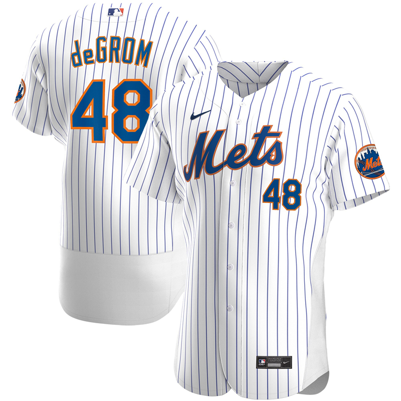 2020 MLB Men New York Mets #48 Jacob deGrom Nike White Home 2020 Authentic Player Jersey 1